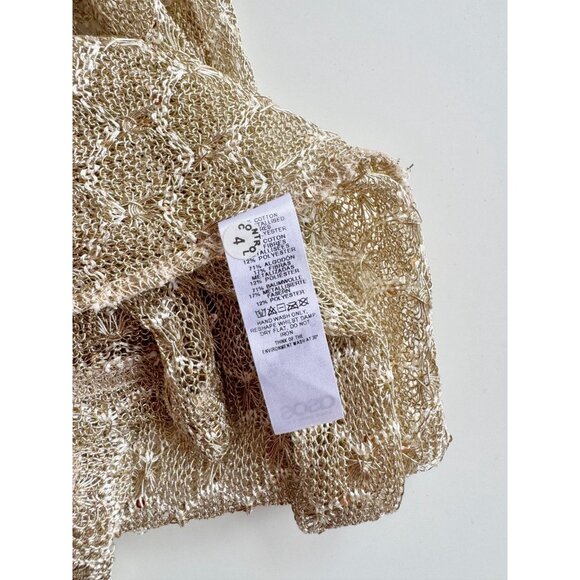 ASOS SWIM Gold Metallic Sequin Embellished Open Knit U-Neck Maxi Dress, Size 10 - Picture 13 of 14